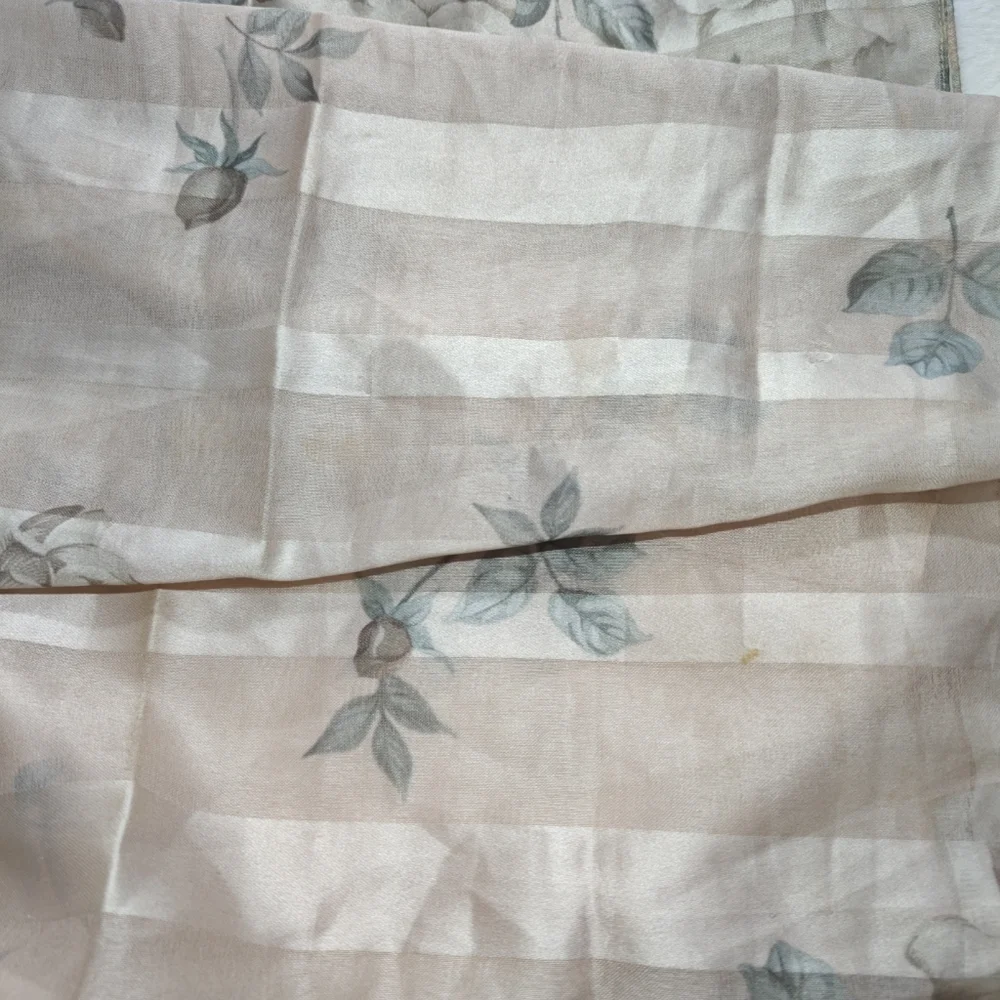 Art Of The Scarf Italian Tie Rack Scarf Womens Floral Pink Beige Satin Polyester